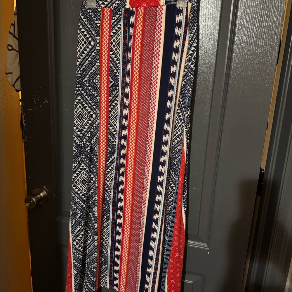 Lily Star Vibrant Red and Blue Geometric Skirt